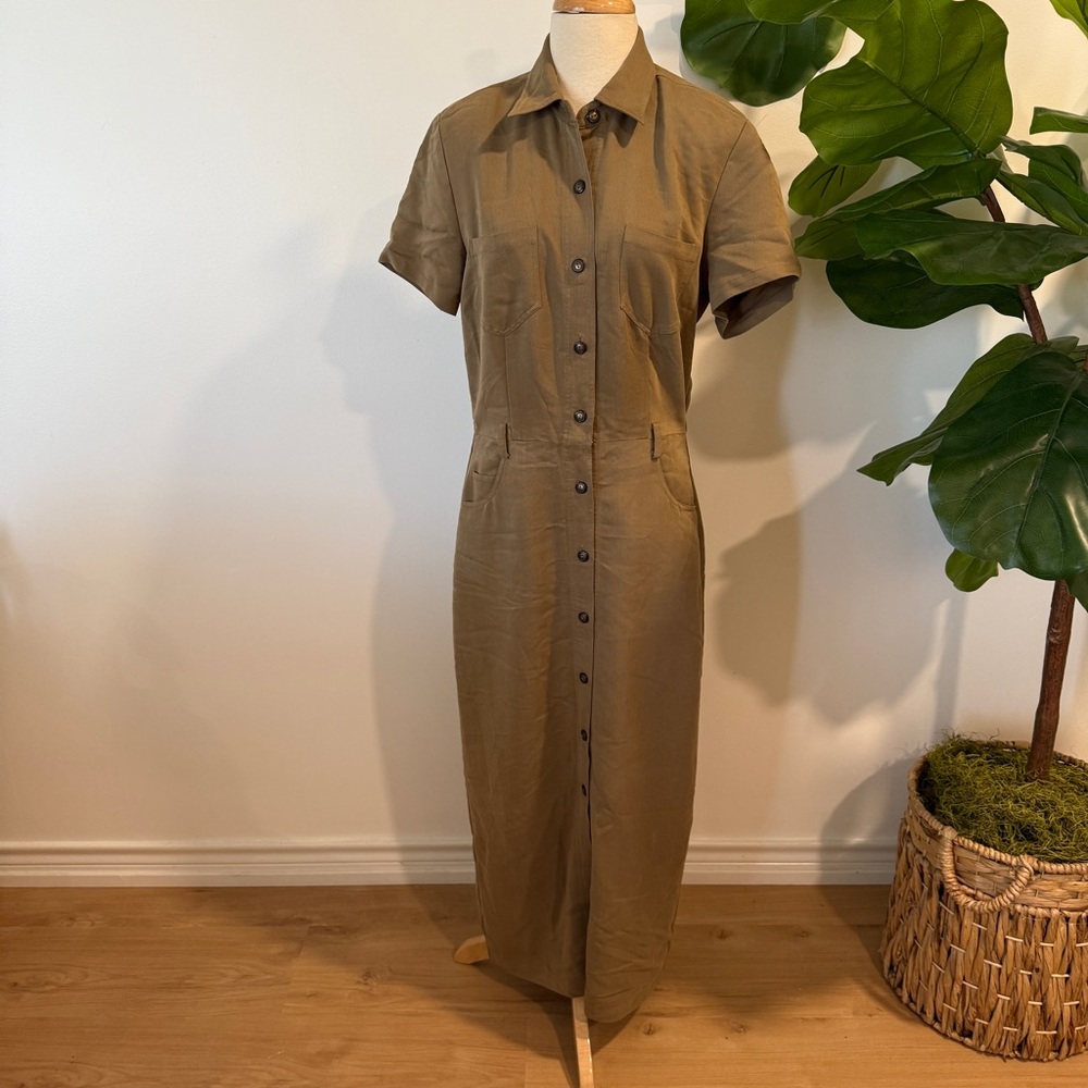 Robbie Bee | Vintage Classic Tan Button-Down Dress